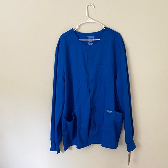 NWT Men’s Cherokee Workwear Revolution Blue Long Sleeve Scrub Top Size 2XL - Picture 1 of 4
